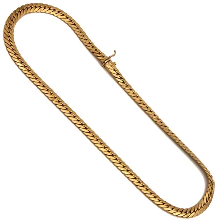 Kaulaketju, pituus 42,5cm, leveys 7mm, ketjussa painaumia, 750,  Paino: 20,6 g