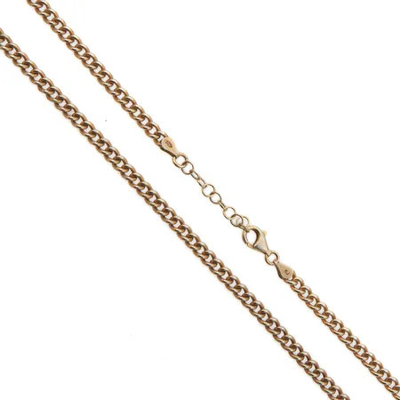 Panssarikaulaketju, ontto, pituus 42-45cm, leveys 4mm, kullattu, Kultajousi, 925, Paino: 8,8 g