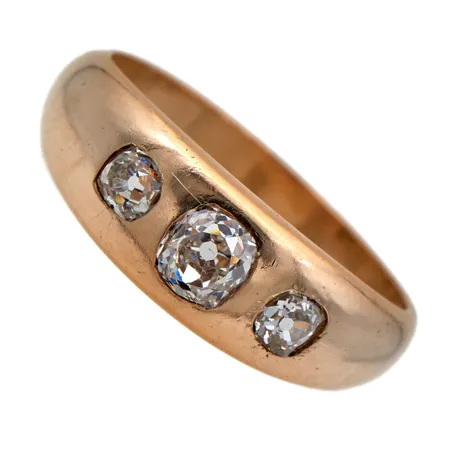 Timanttisormus 1xn.0.10ct 1xn.0.14ct ja 1xn.0.30ct vanhahiontaisia, runko vääntynyt, 585br, Paino: 5,7 g