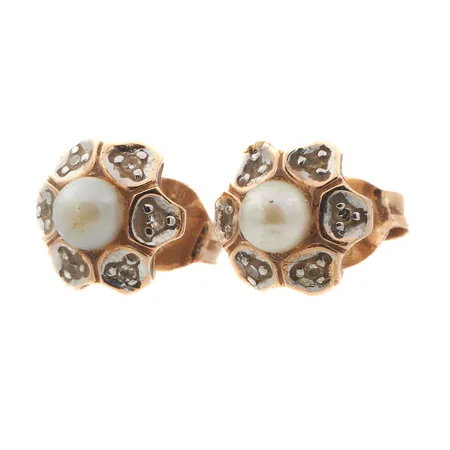 Helmikorvanapit timanteilla 12xn0.005ct, Ø 8mm, 585br Paino: 1,3 g