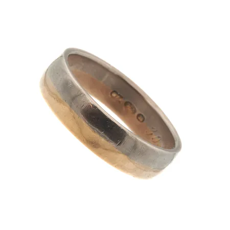 Sileä sormus, kaiverrettu, koko 16¼, kelta- ja valkokulta, 750, Paino: 4,9 g