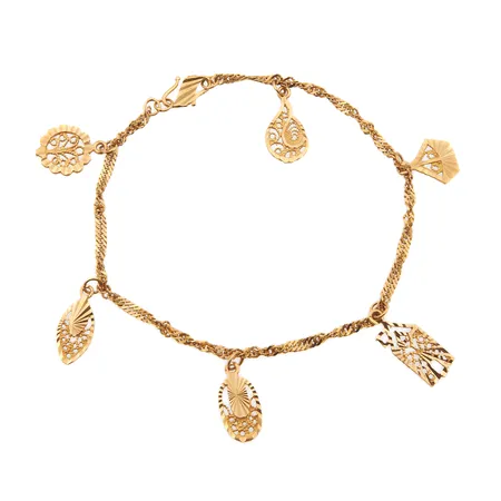 Singapore-ranneketju riipuksilla, pituus 195mm, 875, Paino: 6,8 g