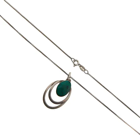 Venetsia-kaulaketju kiviriipuksella, pituus 44,5cm, 925br, Paino: 3,9 g