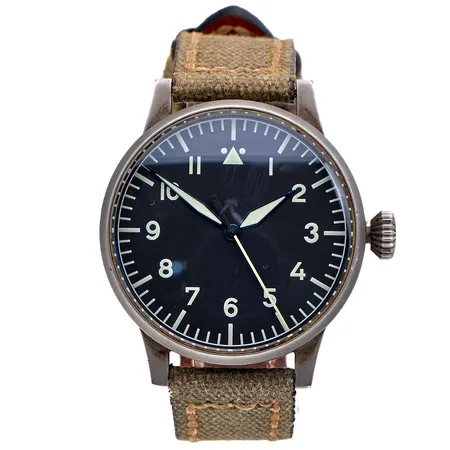 Teräsrannekello, Laco, Pilot Watch Original Memmingen, manuaali, rungon Ø 42mm, ref. 127-560, mukana kaksi nato-ranneketta Paino: 0 g
