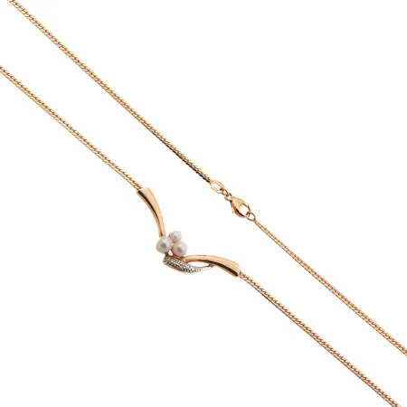 Helmikaulakoru timantilla 1xn.0.005ct, pituus 42cm, riipuksen leveys 36mm, 585br, Paino: 6,7 g