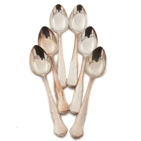 Kuusi kahvilusikkaa, Chippendale, pituus 117mm, 830, Paino: 71,8 g