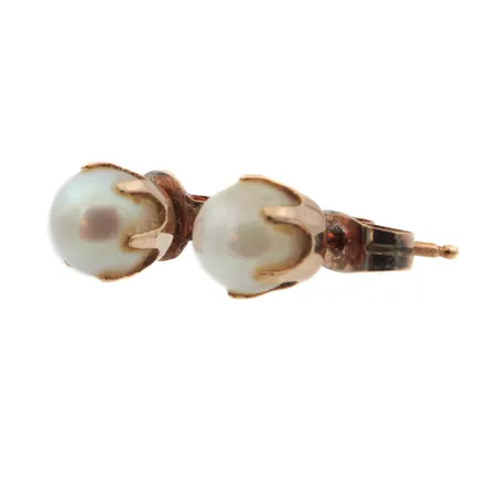 Vialliset helmikorvakorut, helmiäinen kulunut, 585br, Paino: 1,1 g