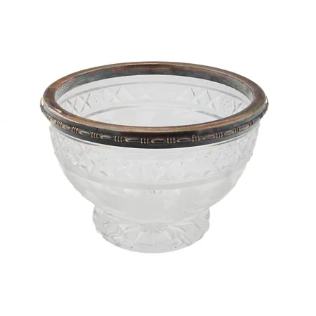 Kristallimaljakko hopeareunuksella, korkeus 105mm, vuodelta 1965, 813br, Paino: 0 g