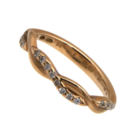 Timanttisormus 16xn0.01ct, koko 17½, kaiverrettu, 585, Paino: 3,5 g