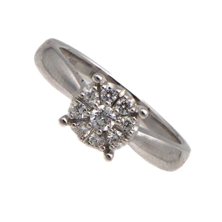 Timanttisormus 1xn.0.04ct 8xn0.01ct, koko 16, 585 valkokulta,  Paino: 3,7 g