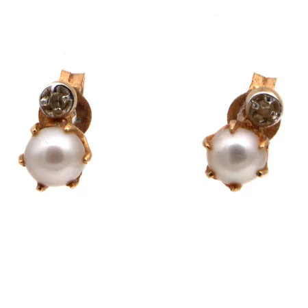 Helmikorvakorut timanteilla 2xn.0.003ct, korkeus 7mm, 585br,  Paino: 1 g