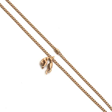 Panssarikaulaketju riipuksella, pituus 60cm, leveys 5mm, riipuksen korkeus 36mm, lukko lyösä, 585br,  Paino: 52,7 g