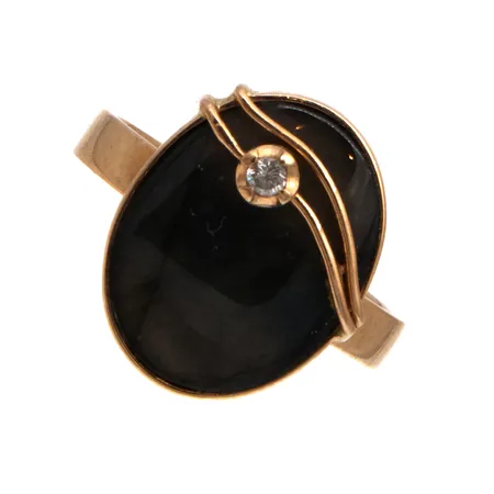 Spektroliitti-sormus timantilla 1xn.0.01ct, koko 15¾, 585br,  Paino: 3,3 g