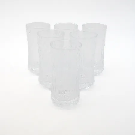 Kuusi kuohuviinilasia Iittala, Tapio Wirkkala Ultima Thule, korkeus 115m