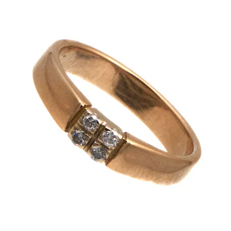 Timanttisormus 4xn.0.02ct, koko 17¼, 585 valko- ja keltakulta,  Paino: 4 g