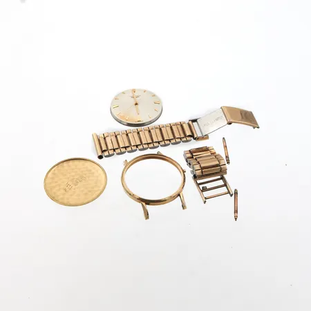 Viallinen Longines kultarannekello, 280 koneisto, vetonuppi puuttuu, runko 10 grammaa, 585,  Paino: 10 g