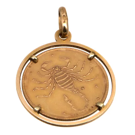 Horoskooppi-riipus, Rapu, korkeus 36mm, 585,  Paino: 4,9 g