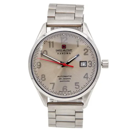 Teräsrannekello Swiss Military Hanowa, automaatti, 5-4287/5287, rungon Ø 40mm, rungossa käytön jälkiä, rannekkeen pituus 180mm Paino: 0 g