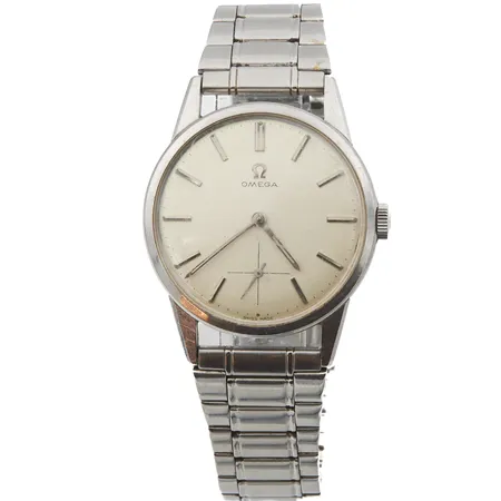Teräsrannekello Omega, rungon Ø 34mm, rannekkeen pituus 200mm, käytön jälkiä, manuaalivetoinen, 