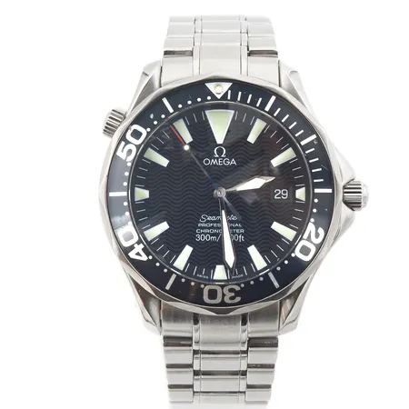 Teräsrannekello, Omega Seamaster Professional 300M, "Peter Blake", Chronometer, cal. 1120, automaatti, rungon Ø 41mm, rannekkeen pituus 180mm, koneiston täysihuolto päivätty 20.4.2023, ref. 22545000, ser. 80170989, laatikko (kulumaa) huolto papereita, jatkopala, 