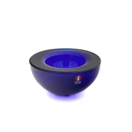 Kynttilälyhty, Iittala Ballo, Koboltinsininen, Ø 92mm, 1 jalka särkynyt, käytön jälkiä,