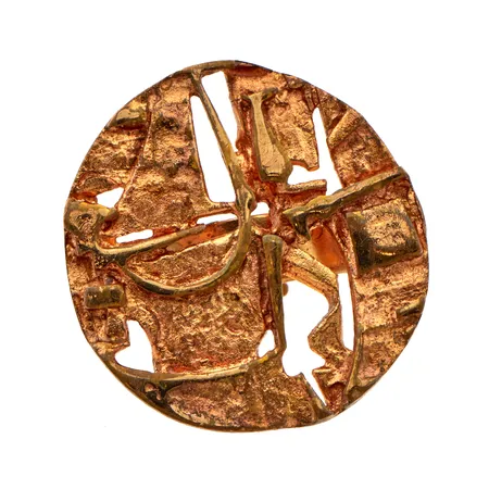 Sormus, koko muunneltavissa, design Jorma Laine, Ø 31mm, kullattua pronssia