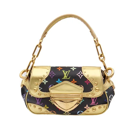 Käsilaukku Louis Vuitton, Marilyn Multicolor Noir Murakami, M40207 MI0098, mitat 28x13x12 cm, metalliosissa käytön jälkiä, dustbag ja ostokuitti Louis Vuitton Helsinki 2008.