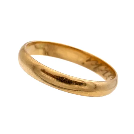 Sileä sormus, koko 15¾, kaiverrettu, käytön jälkiä, 750, Paino: 1,8 g