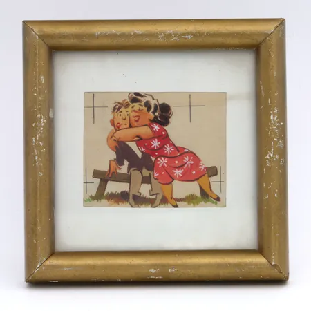 Pieni taulu, kehysten mitat 135x135mm, kehyksissä kulumia, tekijä tuntematon