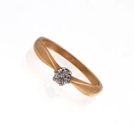 Timanttisormus 1xn0.15ct,  koko 17½, 750 kelta-ja valkokulta, Paino: 2,7 g