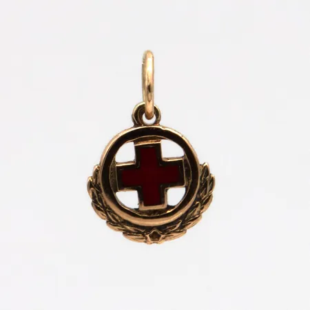 Emaloitu riipus, Punainen Risti, korkeus 13mm, 585br, Paino: 0,5 g