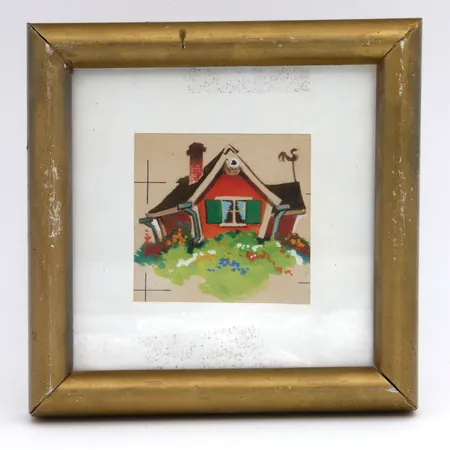 Pieni taulu, kehysten mitat 135x135mm, kyhyksissä kulumia, tuntematon taiteilija