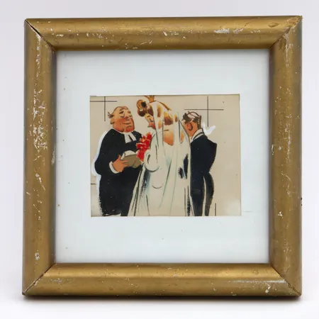 Pieni taulu, kehysten mitat 135x135mm, kyhyksissä kulumia, tuntematon taiteilija