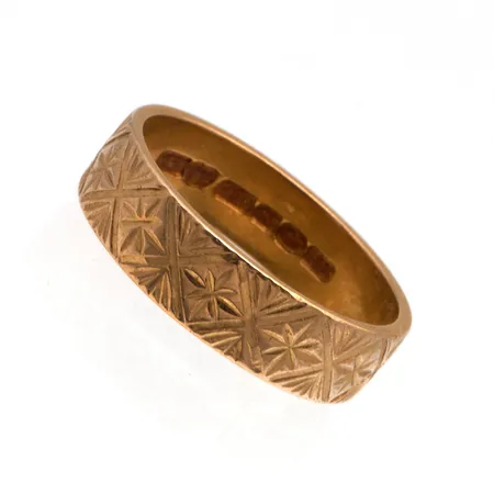 Kuvioitu sormus, kaiverrettu, koko 16¾, 750, Paino: 4,4 g