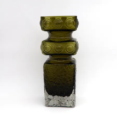 Maljakko, Kehrä, Riihimäen lasi, design Tamara Aladin, korkeus 25cm, vihreä, pieniä naarmuja