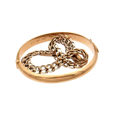 Viallinen rannerengas ja bismarck-ranneketju, 585br, Paino: 33,7 g