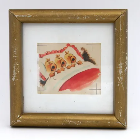 Pieni taulu, kehysten mitat 135x135mm, kyhyksissä kulumia, tuntematon taiteilija