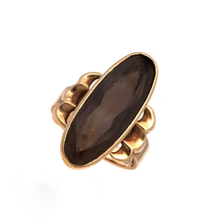 Kivisormus, kivessä pientä kulumaa ja kivi hieman heiluu, kaiverrettu, koko 16¼, 585br,   Paino: 5,9 g