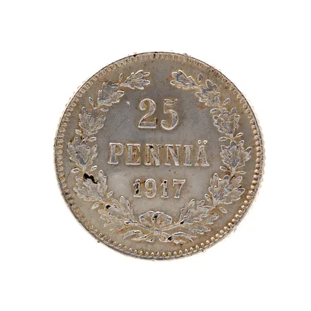 Hopearaha, 25 penniä 1917, 500, Paino: 1,3 g