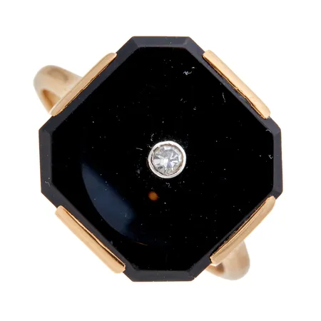 Kivisormus timantilla 1xn0.02ct, koko 16¼, 585br, Paino: 3,1 g