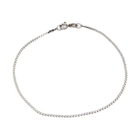 Ranneketju, pituus 185mm, leveys 1,4mm, 585 valkokulta, Paino: 1,5 g