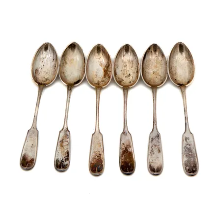 Kuusi kahvilusikkaa, kaiverrettu, pituus 115mm, 813, Paino: 81,9 g