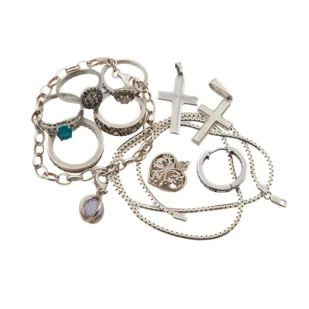 Hopeakoruja, osa viallisia, 925br, Paino: 38,7 g