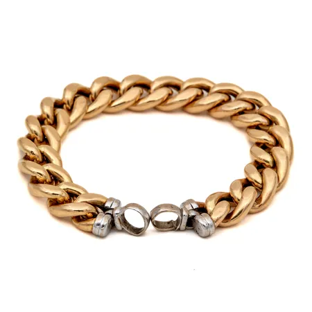 Panssariranneketju, ei lukkoa, ontto, pieniä käytön jälkiä, pituus 195mm, leveys 12mm, 585, Paino: 34,3 g