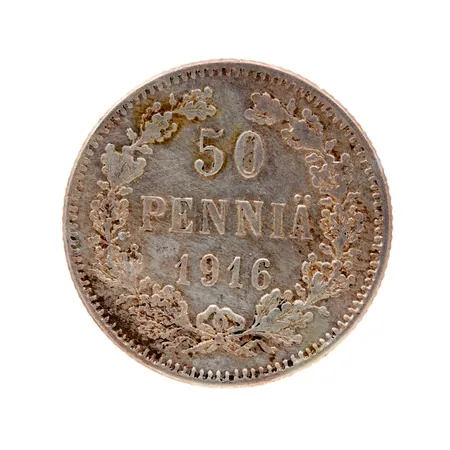 Hopearaha, 50 penniä 1916, 500, Paino: 2,5 g