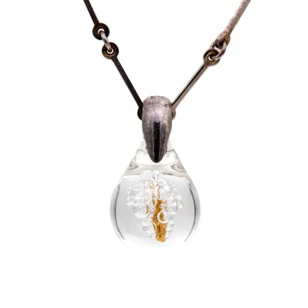 Kaulakoru, "Akryylihippu", Lapponia, design Björn Weckström, pituus 47,5cm, riipuksen korkeus 27mm, 925br, Paino: 11,9 g