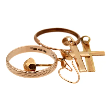 Kultakoruja, osa viallisia, 585, Paino: 4 g