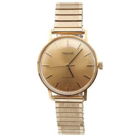 Kultarannekello Tissot Stylist, mekaaninen, taulun Ø 34mm, 750br, metallirannekkeella, ajanmukaista kulumaa, kaiverrettu. Paino: 0 g