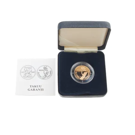 Kultaraha, Suomi, nimellisarvo 1000mk, Suomen Itsenäisyys 75v, 900, Paino: 8,6 g