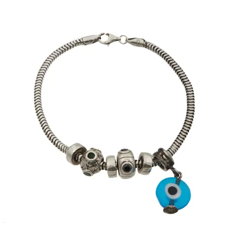 Ranneketju heloilla, yksi hela metallia, pituus 18cm, 925br, Paino: 14,3 g